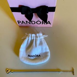 Authentic Sterling Silver Pandora Heart Toggle Bracelet sz.7.5 18cm ❤️